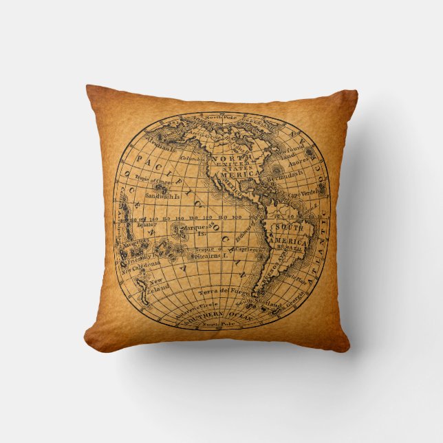 Almofada Antiguidade: Mapa do Mundo - Arte Global (Frente)