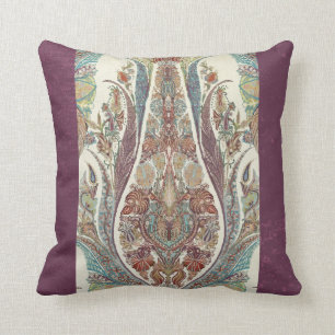 Almofada Antiguidade tribal de Paisley do vintage azul roxo