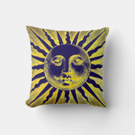 Almofada Antiguidade Vintage Dourada Amarelo Azul Face