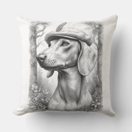 Almofada Antique Marble Dachshund Statue Decor Pillow