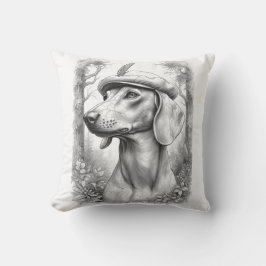 Almofada Antique Marble Dachshund Statue Decor Pillow