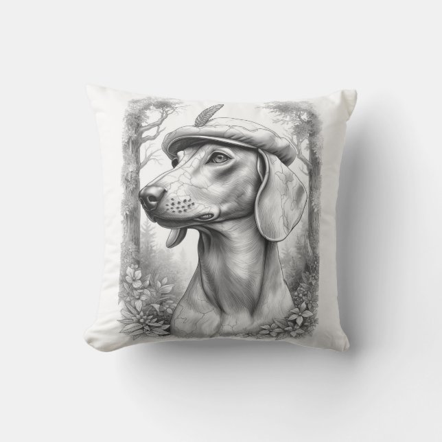Almofada Antique Marble Dachshund Statue Decor Pillow (Frente)