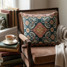 Antique Teal and Maroon Persian Medallion