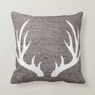 Almofada Antlers de Herringbone & de cervos de Brown do