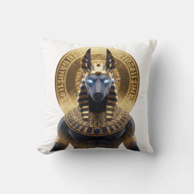 Almofada Anubis Jackal Pillow | Ancient Egyptian God Decora (Frente)