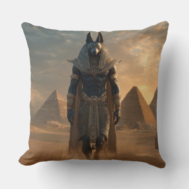 Almofada Anubis Throw pillow – Egyptian Mythology Wall Art (Frente)