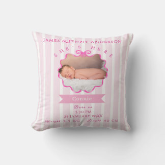 Almofada Anúncio de Bebê Menina Recém-Nascida