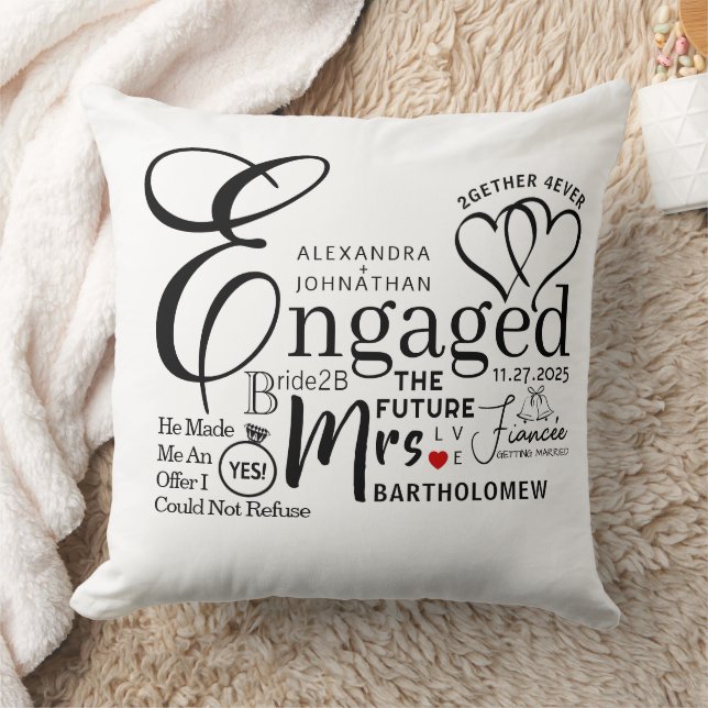 Almofada Anúncio de casamento da Colagem Envolvida (Cobertor)