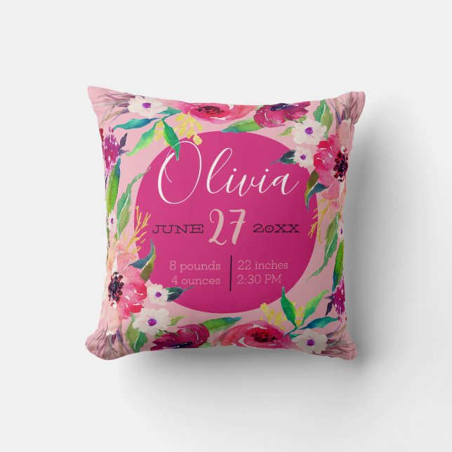 Almofada Anúncio do Nascimento em Aquarela (Frente)