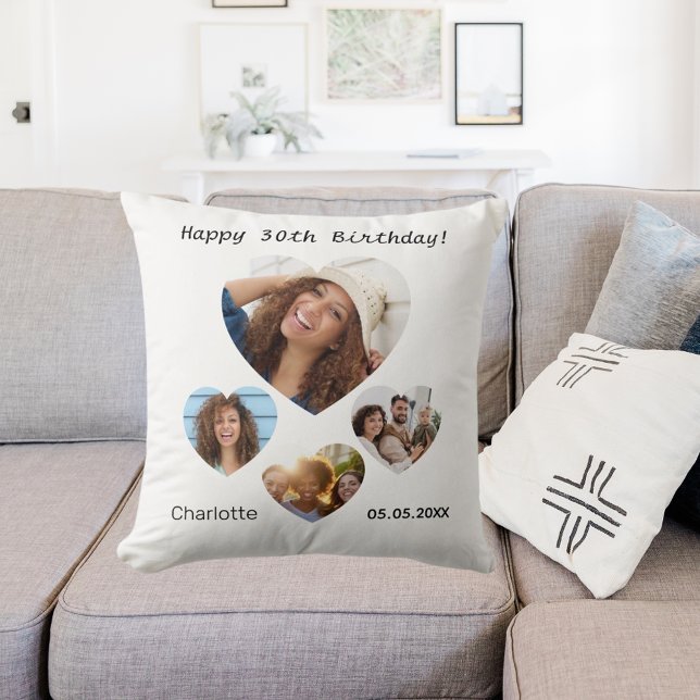 Almofada Apelido de aniversário idade foto coração colagem  (Criador carregado)