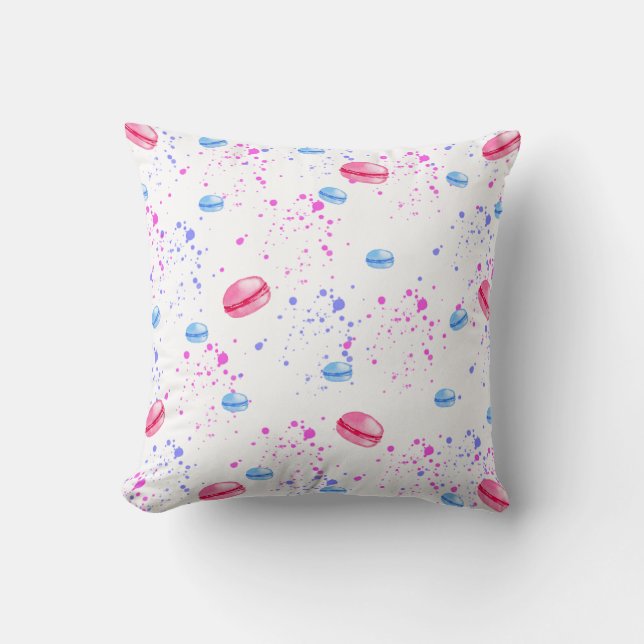 Almofada Apelindo macarões em pulverizadores de aquarela (Frente)