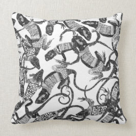 Almofada apenas branco preto dos lagartos
