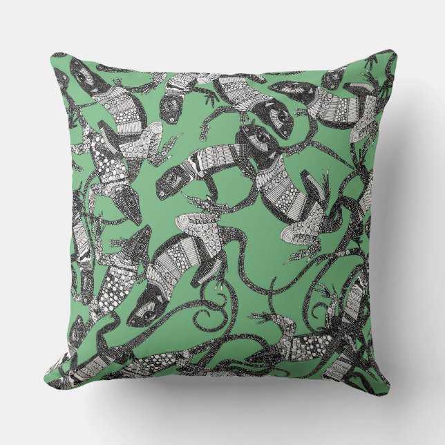 Almofada apenas lagartos verdes (Frente)