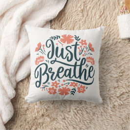 Almofada Apenas respire a meditação yoga cita o boho floral