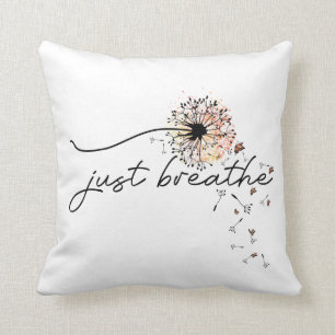 Almofada Apenas Respire Dandelion Borboleta Inspiração Yoga