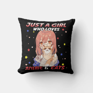Almofada Apenas uma garota que ama anime e gata Kawaii, pre