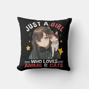 Almofada Apenas Uma Menina Que Ama Anime E Gata Bonita Dona