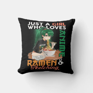Almofada Apenas Uma Menina Que Ama Anime Ramen E Desenhando