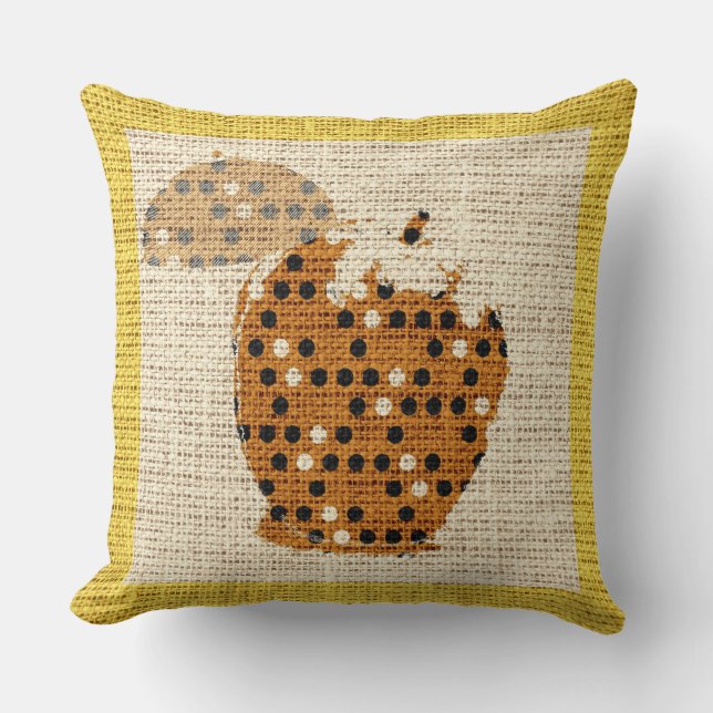 Almofada Apple Fine Art em Burlap Linen Jute (Frente)