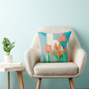 Almofada Apricot Tulipas Artísticas Modernas de Cores Perso