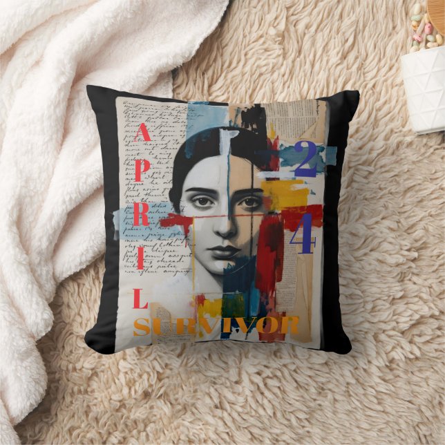 Almofada April 24 Survivor Throw Pillow (Cobertor)