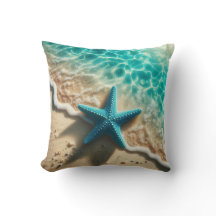 Aqua Blue Starfish Seashell Tropical Beach Ocean