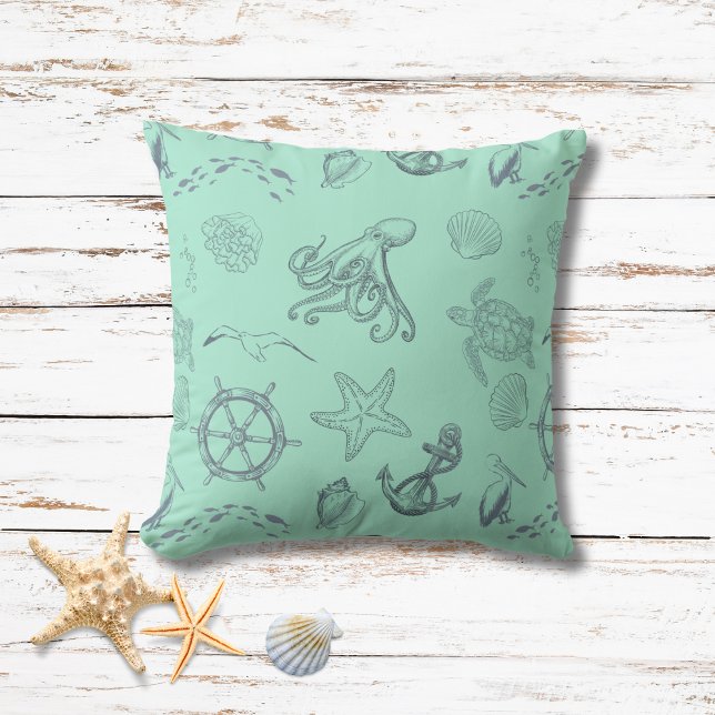 Almofada Aqua Coastal Sea Life (Criador carregado)