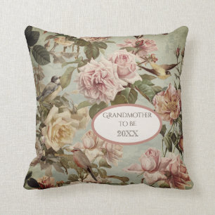Almofada Aqua desbotada, floral, blush, avó legista para s