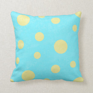 Almofada Aqua e teste padrão de bolinhas amarelo