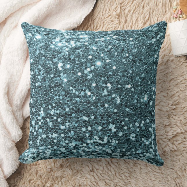 Almofada Aqua Faux Sequin Glitter Travesseiro decorativo (Cobertor)