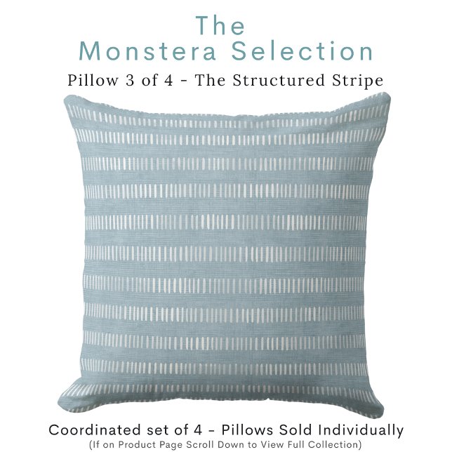 Almofada Aqua Moderna  (Introduces rhythm and clean structure while connecting the blue and white tones.)