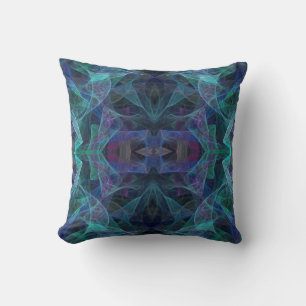 Almofada Aqua, Teal, Roxo, Abstrato Verde, Travesseiro Frac