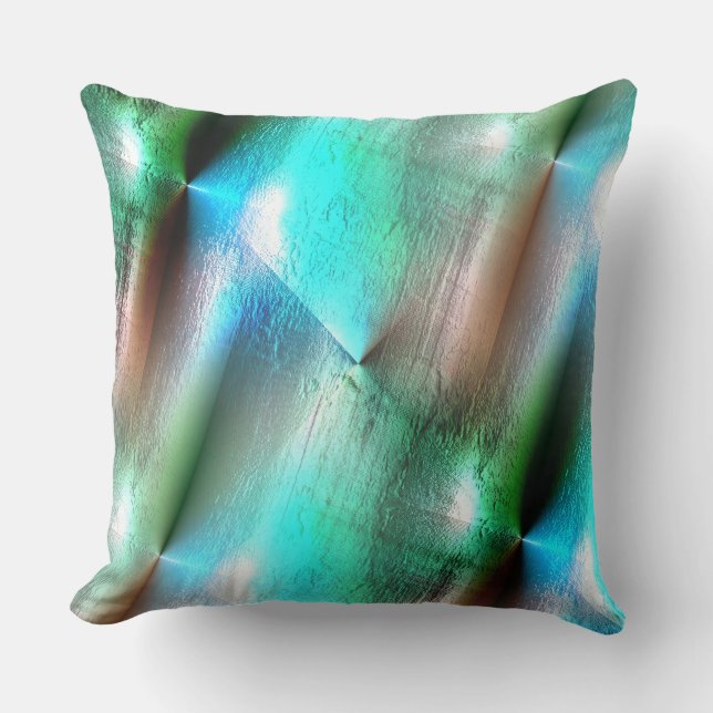 Almofada Aqua textura arborizada com asas e linhas digitais (Frente)