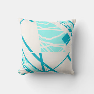 Almofada Aqua Turquesa em Abstrato Off-white Inspirado em M