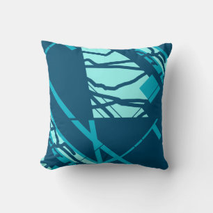Almofada Aqua Turquesa sobre Abstrato azul escuro inspirado