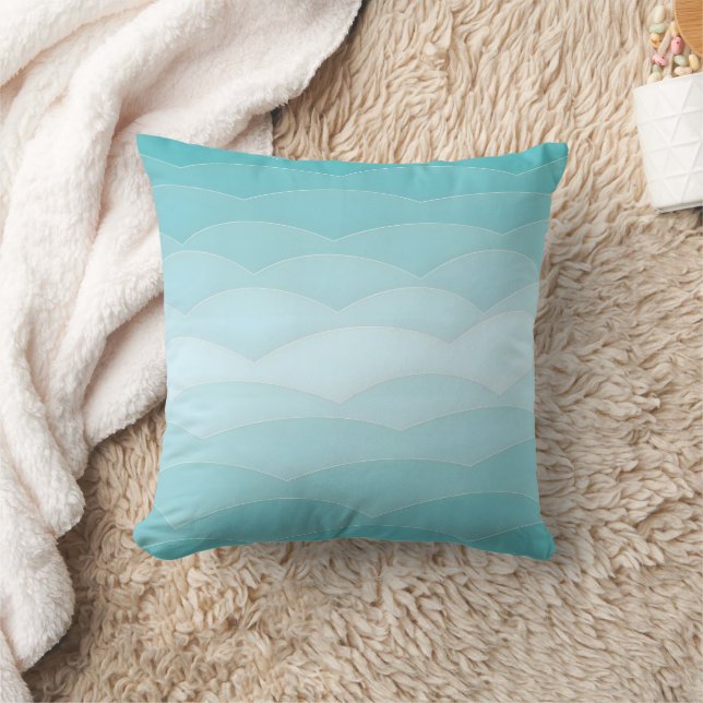 Almofada Aqua Wave Gradient | Modern Ocean Pattern (Cobertor)