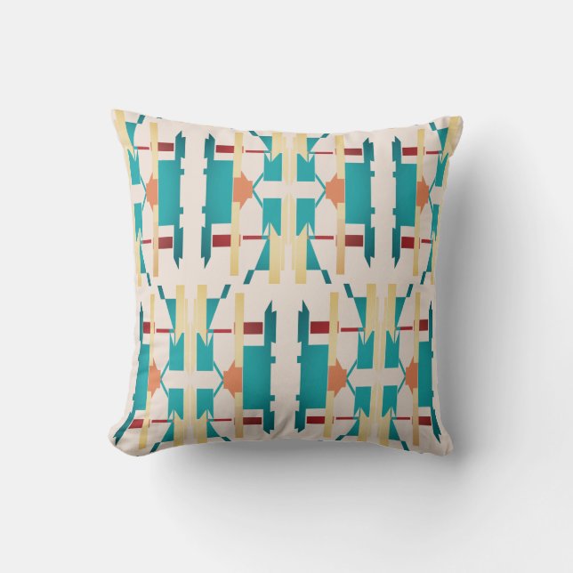 Almofada Aqua Yellow Red Beige Southwest Parece Grande Mosa (Frente)