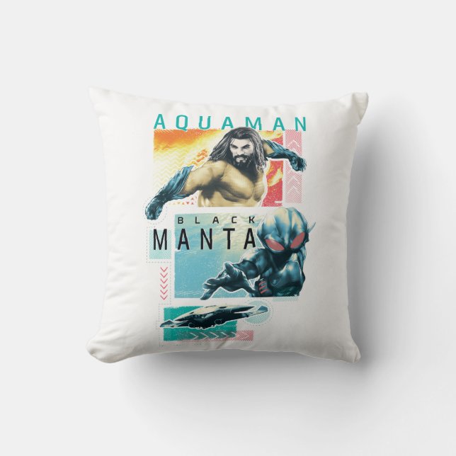 Almofada Aquaman | Gráfico Modernista Aquaman & Black Manta (Frente)