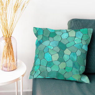 Almofada Aquamarine Cyan Mosaico