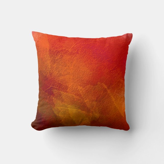 Almofada Aquarela Abstrata Laranja Vermelho (Frente)