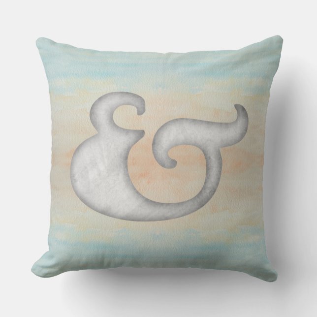 Almofada Aquarela #Ampersand #Náutico | Branco e Oceano (Frente)