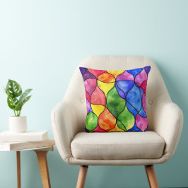 Almofada Aquarela Arco Arco-Íris Vidro Estampado