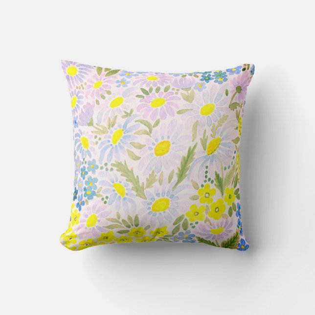 Almofada Aquarela. As flores do campo. Chamomila (Frente)
