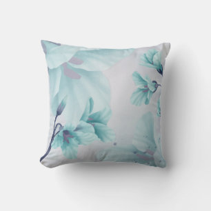Almofada Aquarela Azul Aqua Azul Azul Azul Acento De Flor C
