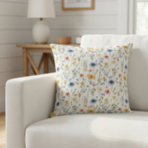 Aquarela Boho Azul Amarelo Rosa Flor Silvestre