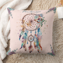 Almofada Aquarela Boho Dreamcatcher Nome Personalizado