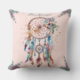 Almofada Aquarela Boho Dreamcatcher Nome Personalizado