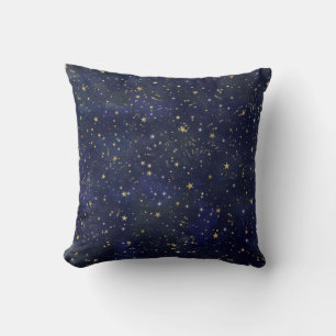 Almofada Aquarela Caprichosa Estrelas Celestiais Azul e Dou