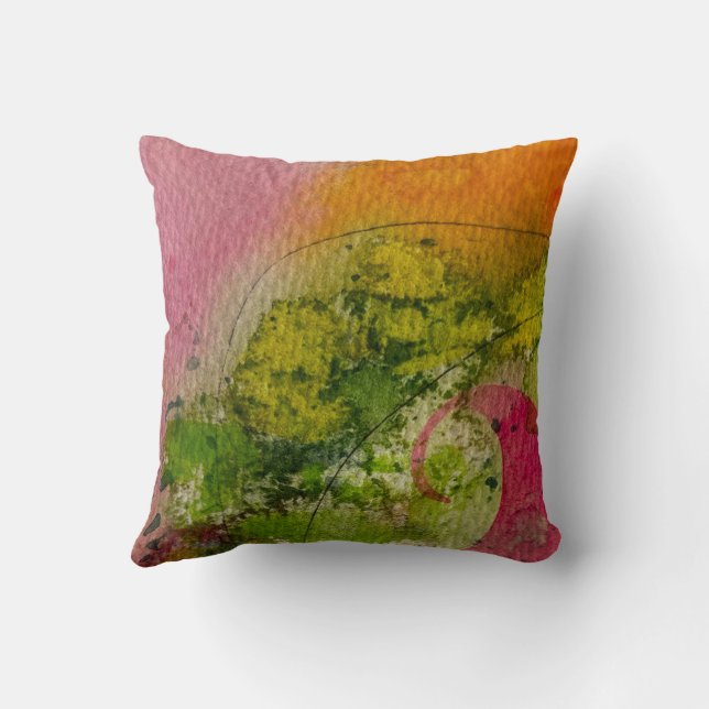 Almofada Aquarela E Abstrato Impressionística Arte (Verso)