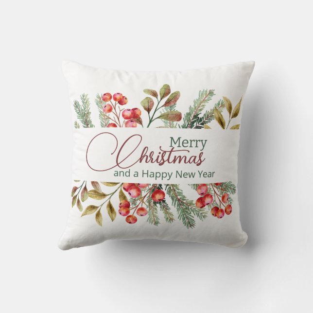 Almofada Aquarela Elegante de Natal (Verso)